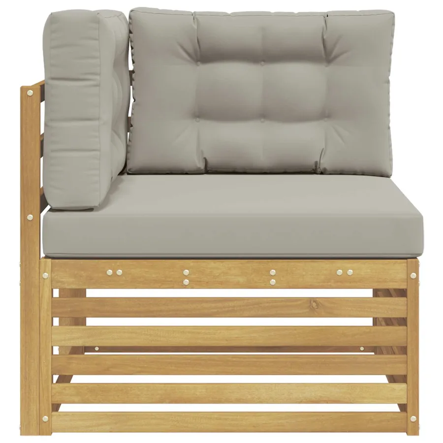 Canapé d'angle extérieur Bois d'Acacia Massif Blanc - 4