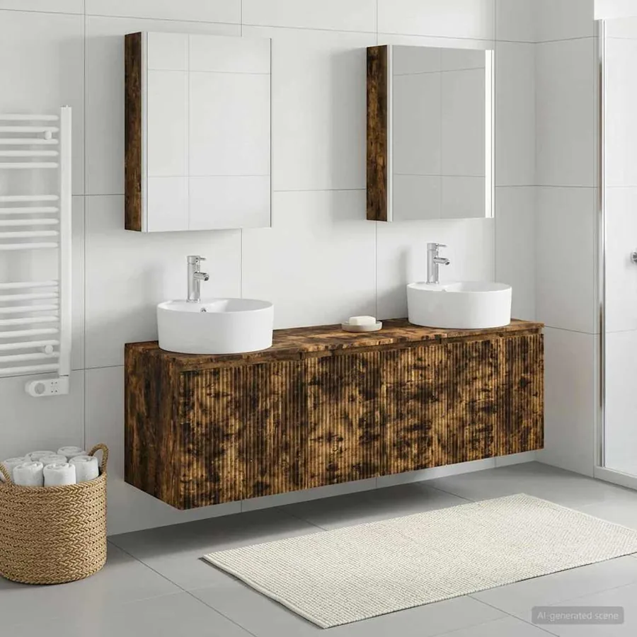 Ensemble d'armoire de salle de bain 5 pcs Chêne fumé