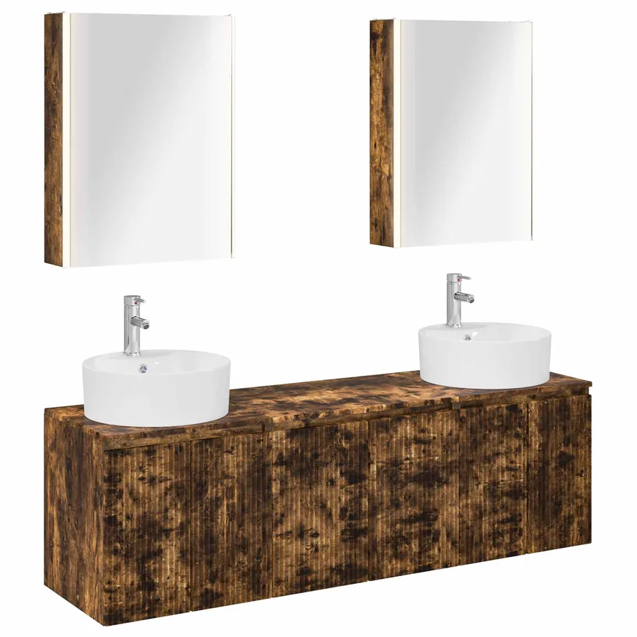 Ensemble d'armoire de salle de bain 5 pcs Chêne fumé - 2