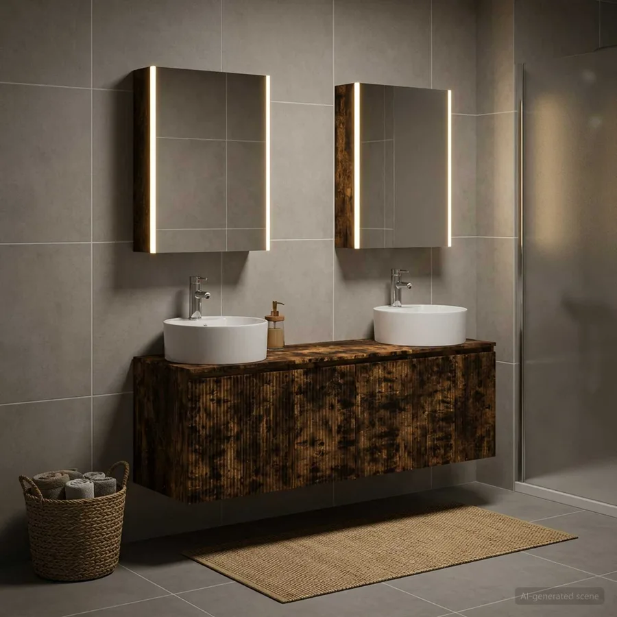 Ensemble d'armoire de salle de bain 5 pcs Chêne fumé - 4