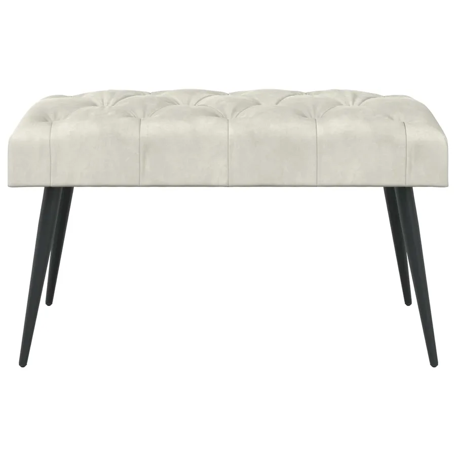 Banc avec capitonnage bouton Crème 80 x 40 x 46 cm Velours - 5