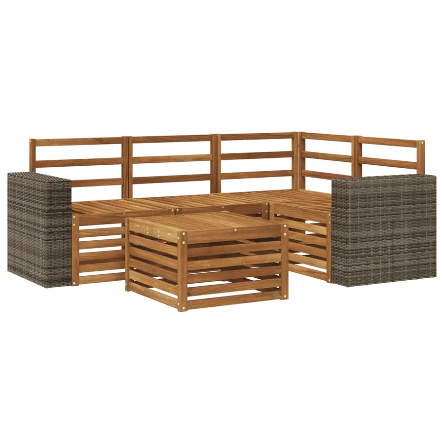 Ensemble de canapés d'extérieur 5 pcs Naturel 59 x 59 x 37 cm - 2