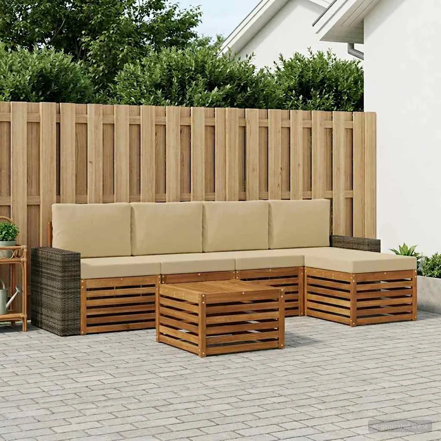 Ensemble de canapés d'extérieur 6 pcs Naturel et Beige