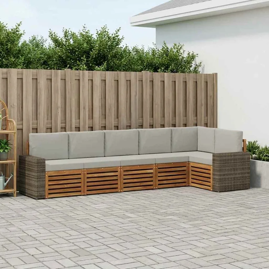 Ensemble de canapé d'angle 6 pcs Naturel et gris clair