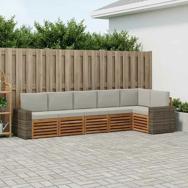 Ensemble de canapé d'angle 6 pcs Naturel et gris clair