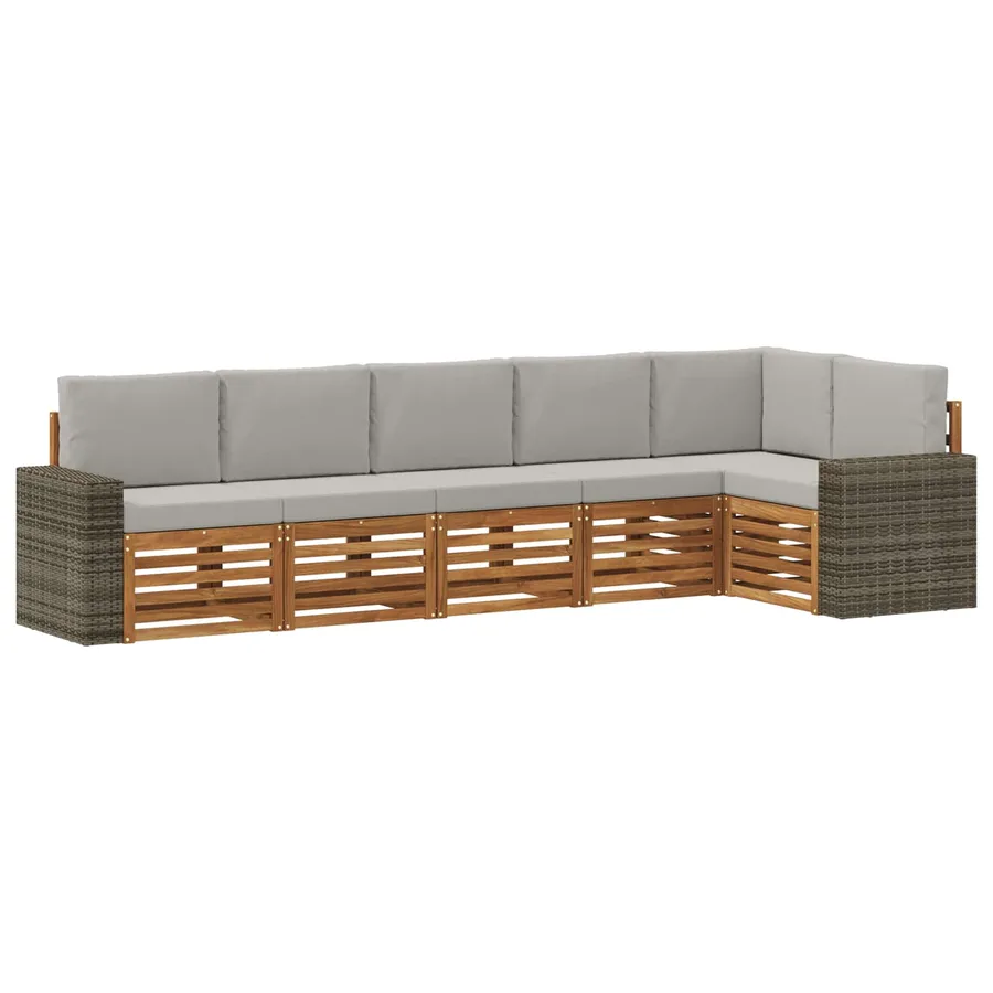 Ensemble de canapé d'angle 6 pcs Naturel et gris clair - 2