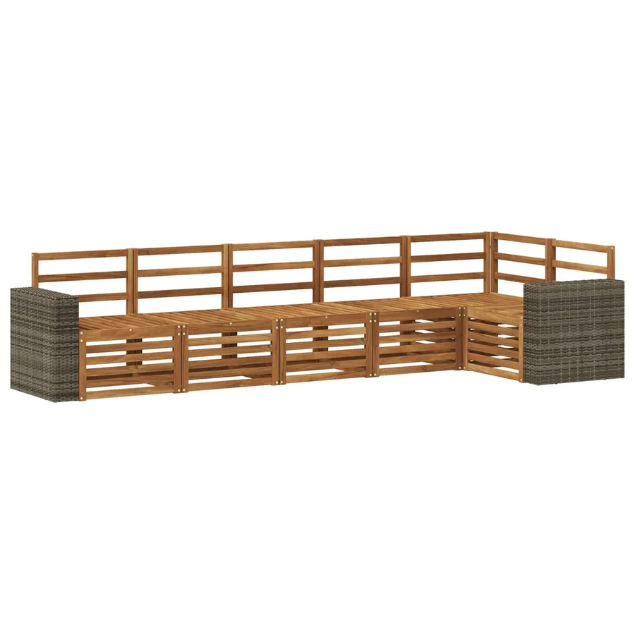 Ensemble de canapé d'angle 6 pcs Naturel Bois d'Acacia Massif - 2