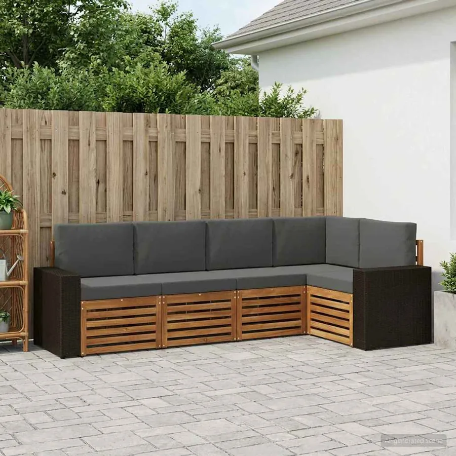 Ensemble de canapé d'angle 5 pcs Naturel et Anthracite