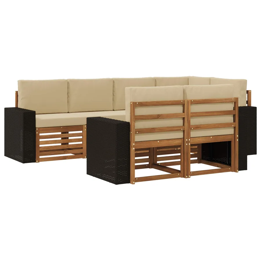 Ensemble de canapé d'angle avec coussin 7 pcs Naturel et Beige - 2