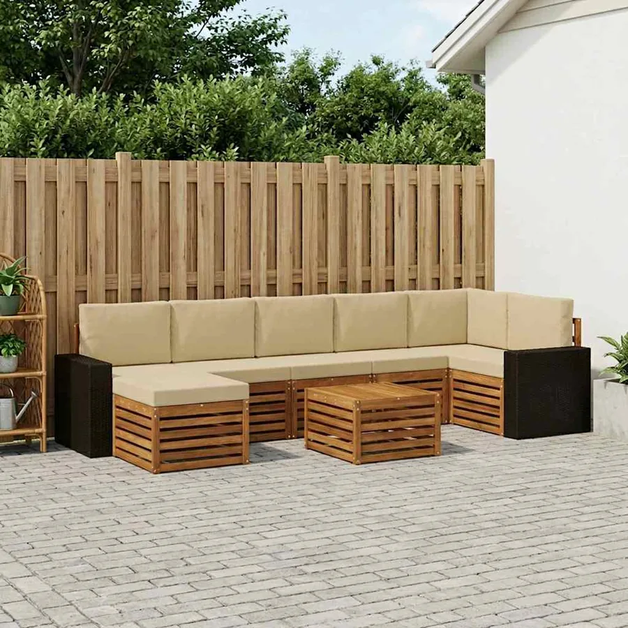 Ensemble de canapés d'extérieur 8 pcs Naturel et Beige