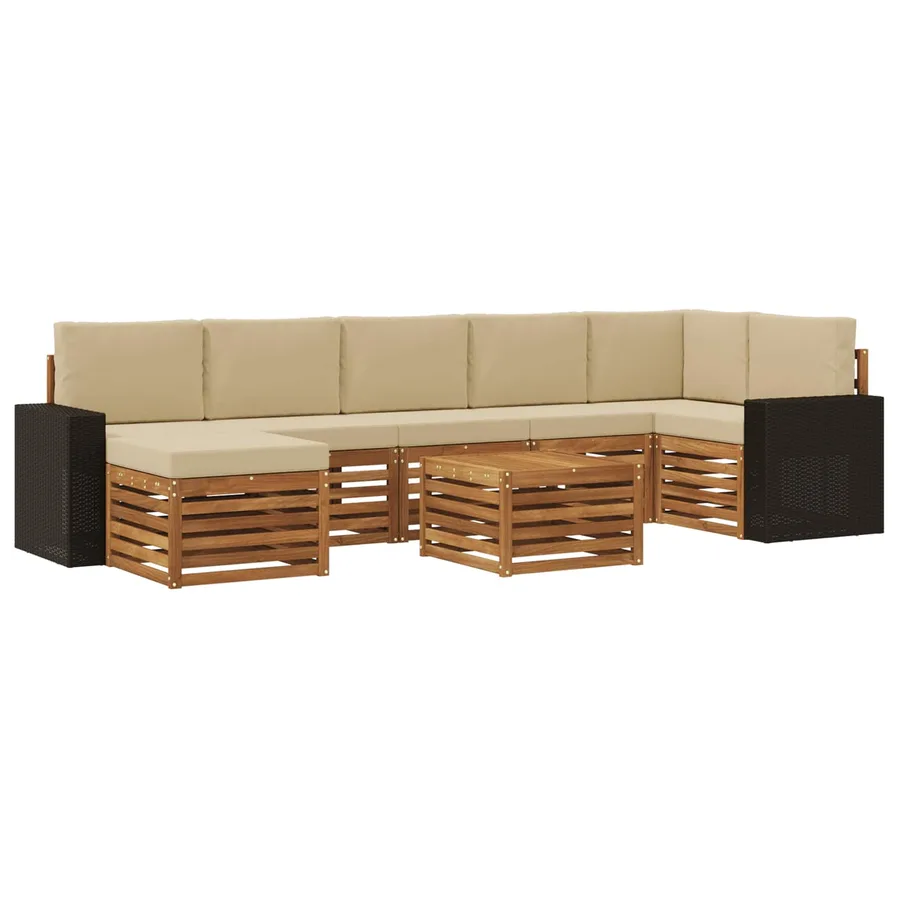 Ensemble de canapés d'extérieur 8 pcs Naturel et Beige - 2