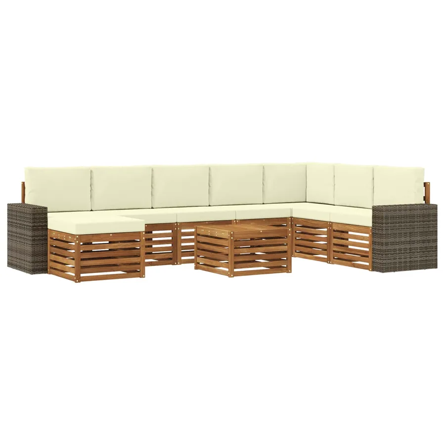 Ensemble de canapés d'extérieur 9 pcs Naturel et Crème - 2