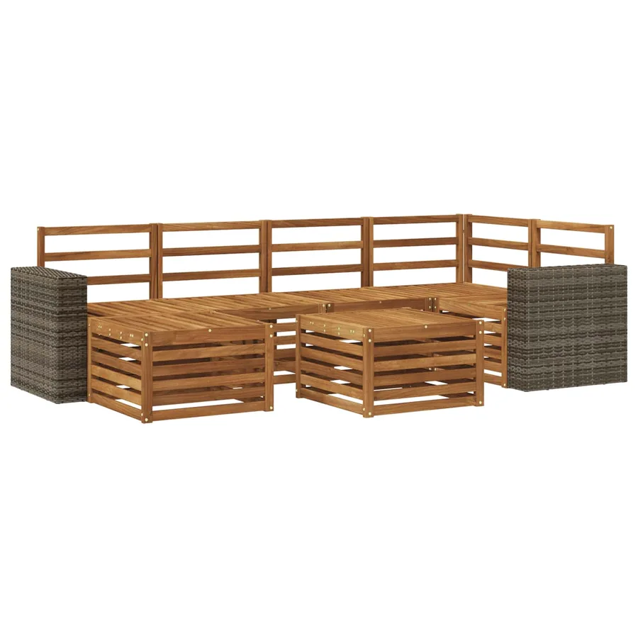 Ensemble de canapé d'angle 6 pcs Naturel Bois d'Acacia Massif - 2