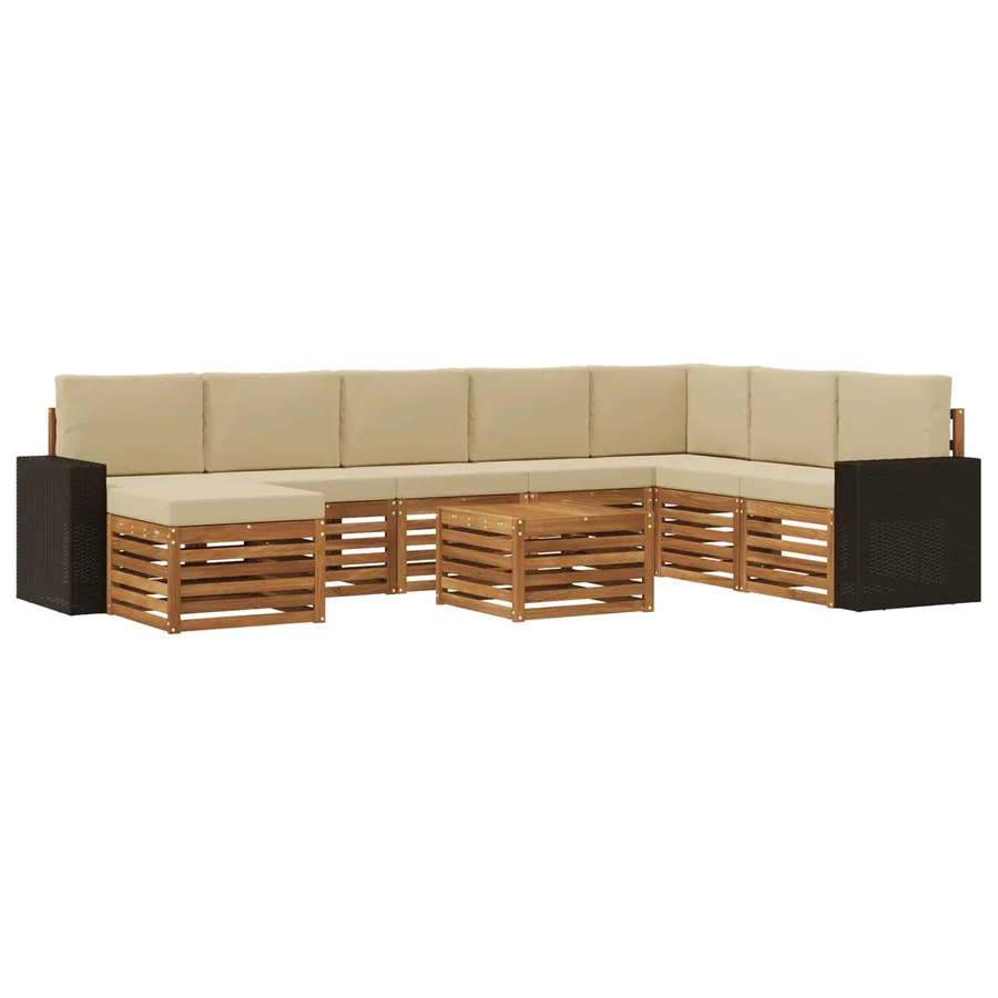 Ensemble de canapés d'extérieur 9 pcs Naturel et Beige - 2