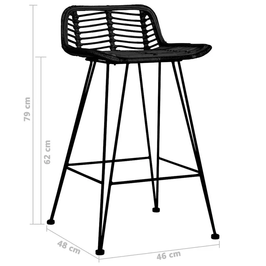 Chaises de bar lot de 2 noir Rotin - 7
