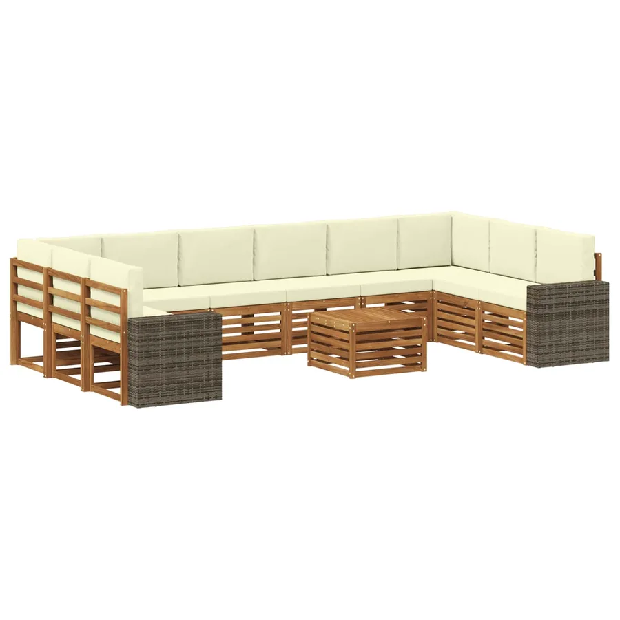 Ensemble de canapés d'extérieur 11 pcs Naturel et Crème - 2