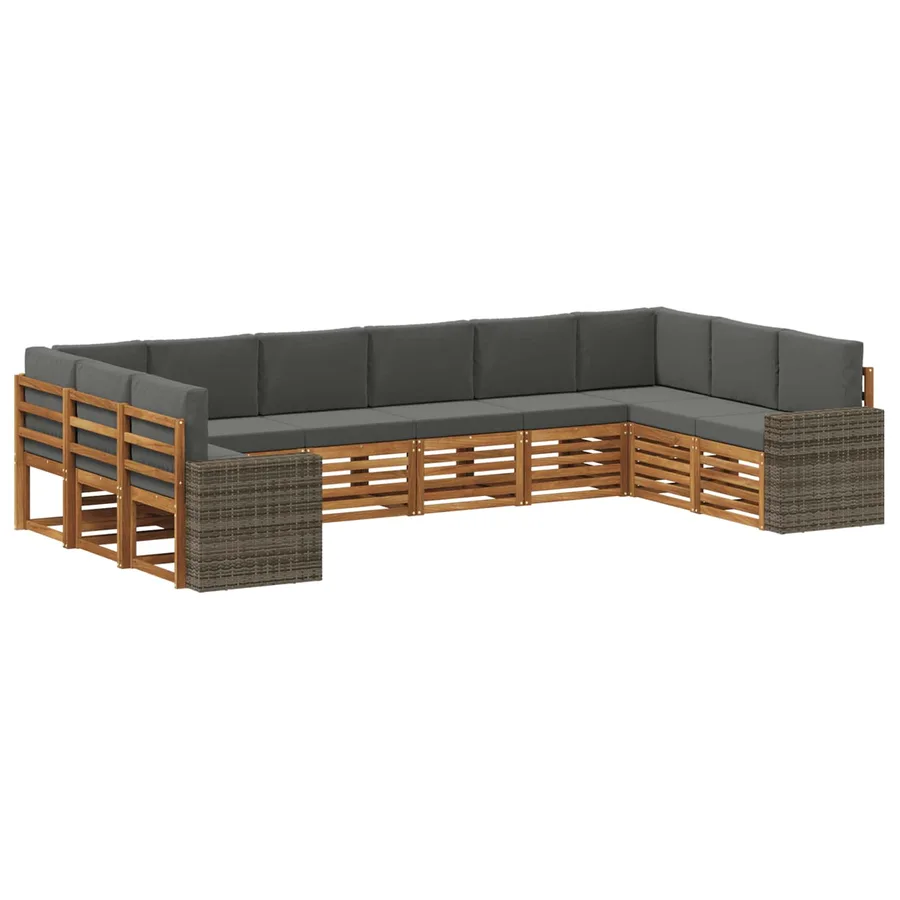 Ensemble de canapés d'extérieur 10 pcs Naturel et Anthracite - 2