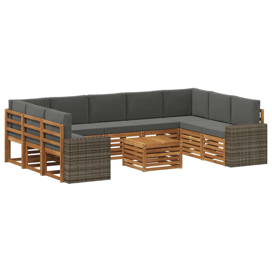 Ensembles de canapés avec coussin 10 pcs Naturel et Anthracite - 2
