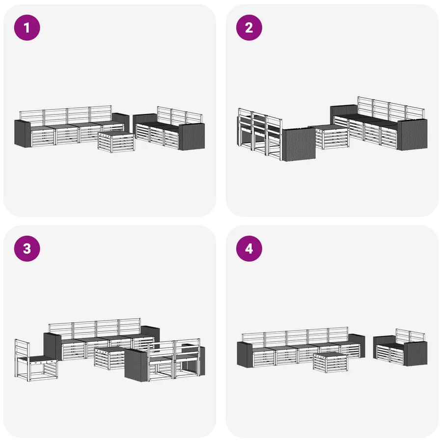 Ensembles de canapés 8 pcs Bois d'Acacia Massif - 6