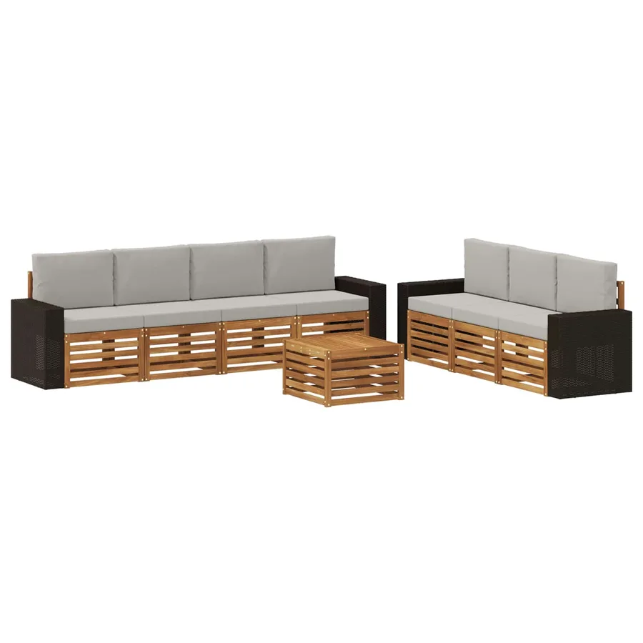 Ensembles de canapés avec coussin 8 pcs Bois d'Acacia Massif - 2
