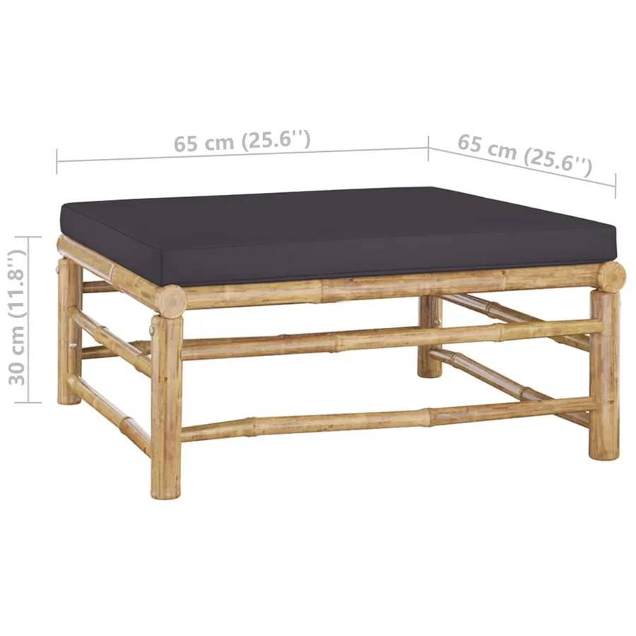 Salon de jardin 7 pcs avec coussins gris foncé bambou - 10