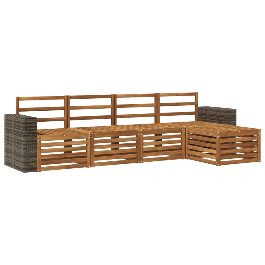 Ensemble de canapés d'extérieur 5 pcs Naturel - 2