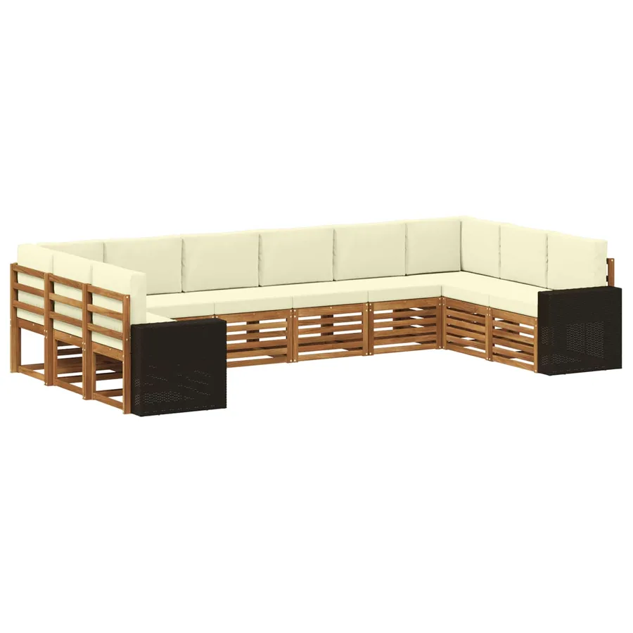 Ensemble de canapés d'extérieur 10 pcs Naturel et Crème - 2