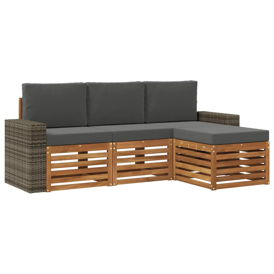 Ensemble de canapés d'extérieur 4 pcs Naturel et Anthracite - 2