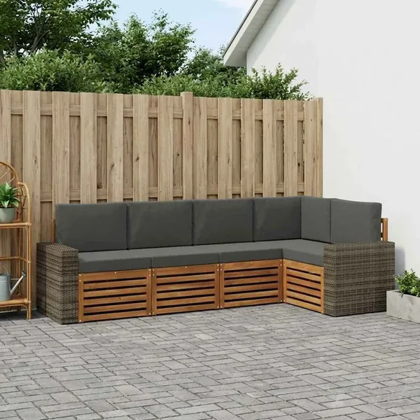 Ensemble de canapé d'angle 5 pcs Naturel et Anthracite