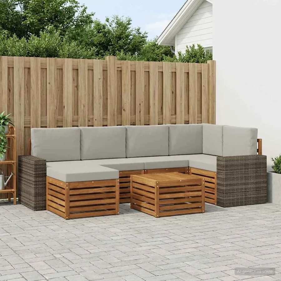 Ensemble de canapé d'angle 7 pcs Naturel et gris clair