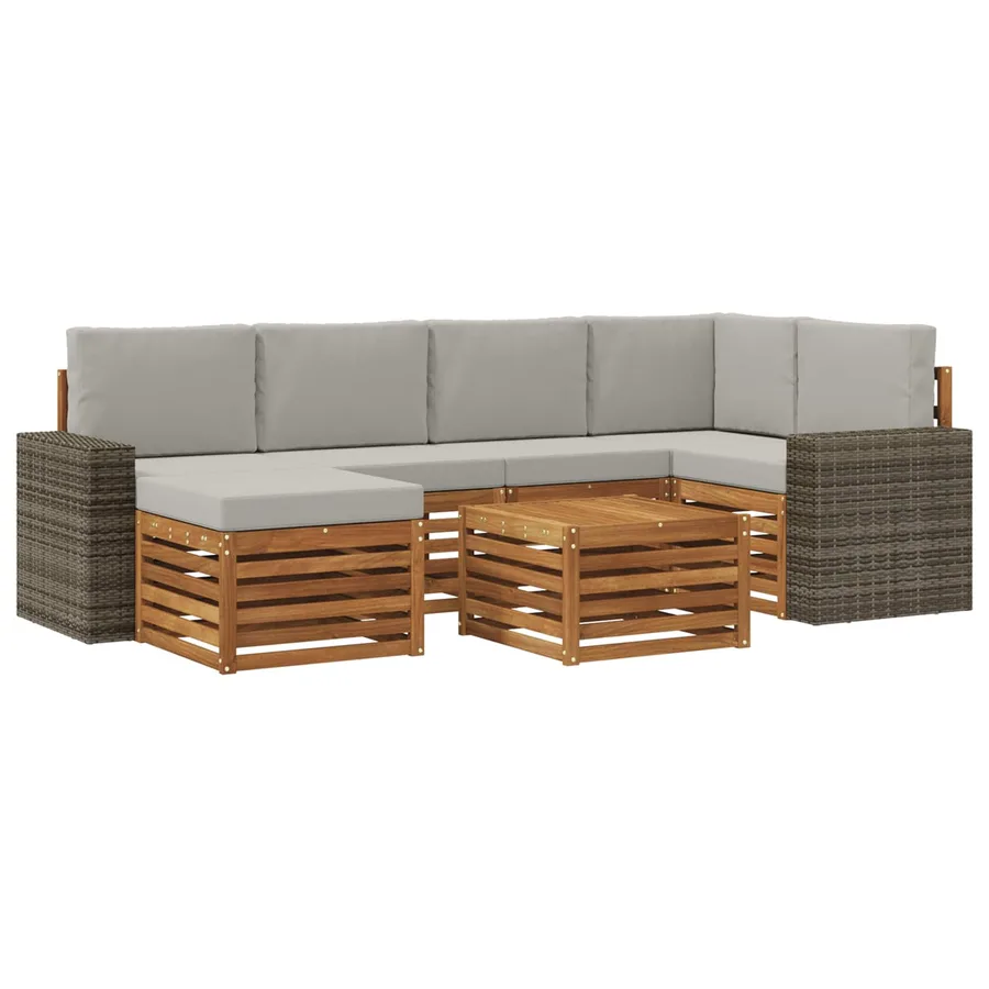 Ensemble de canapé d'angle 7 pcs Naturel et gris clair - 2
