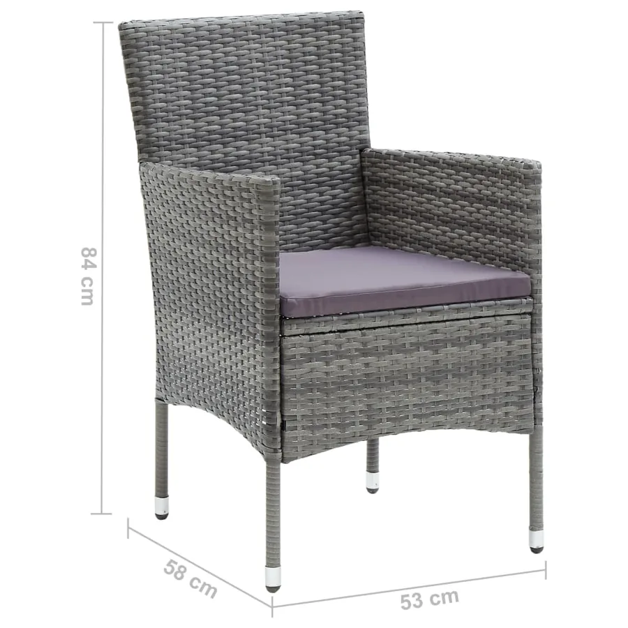 Ensemble à manger de jardin 5 pcs Gris - 12