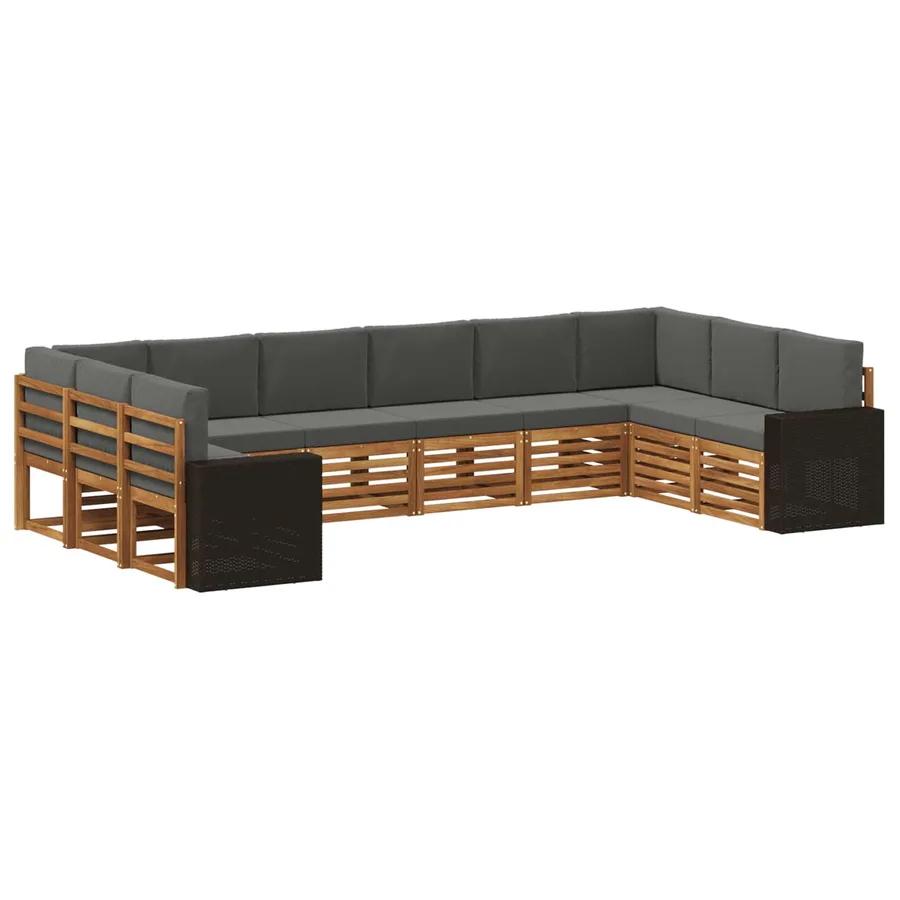 Ensemble de canapés d'extérieur 10 pcs Naturel et Anthracite - 2