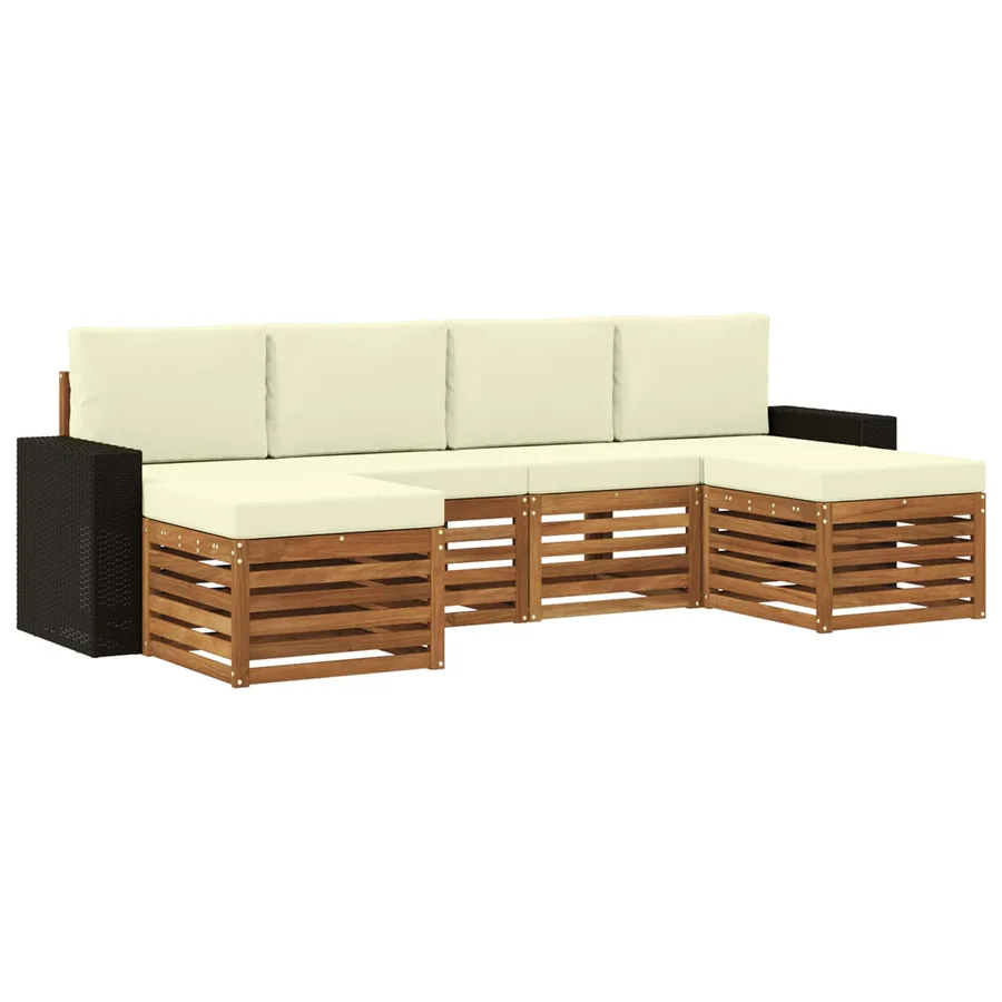 Ensembles de canapés avec coussin 6 pcs Naturel et Crème - 2