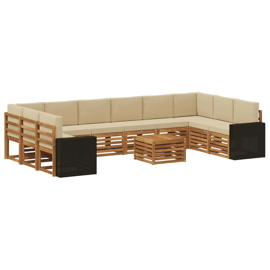 Ensemble de canapés d'extérieur 11 pcs Naturel et Beige - 2