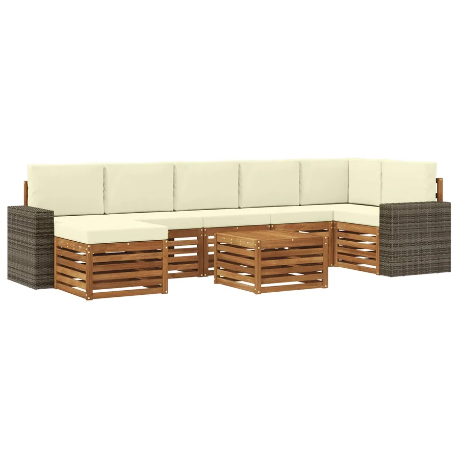 Ensemble de canapés d'extérieur 8 pcs Naturel et Crème - 2