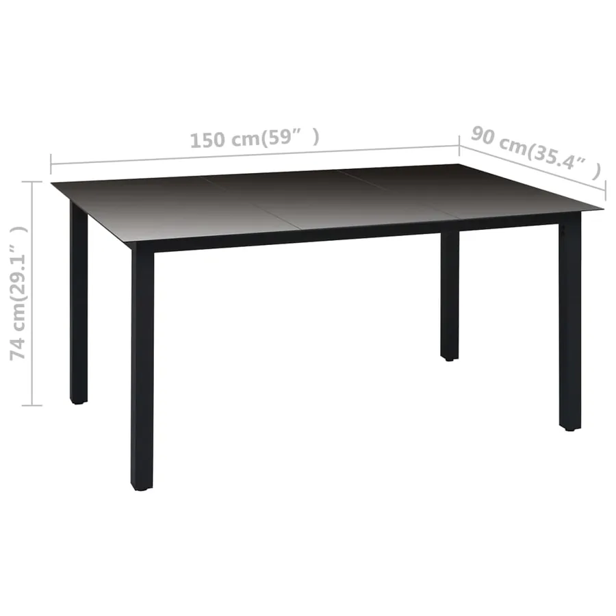 Ensemble à manger de jardin 7 pcs noir et marron - 12