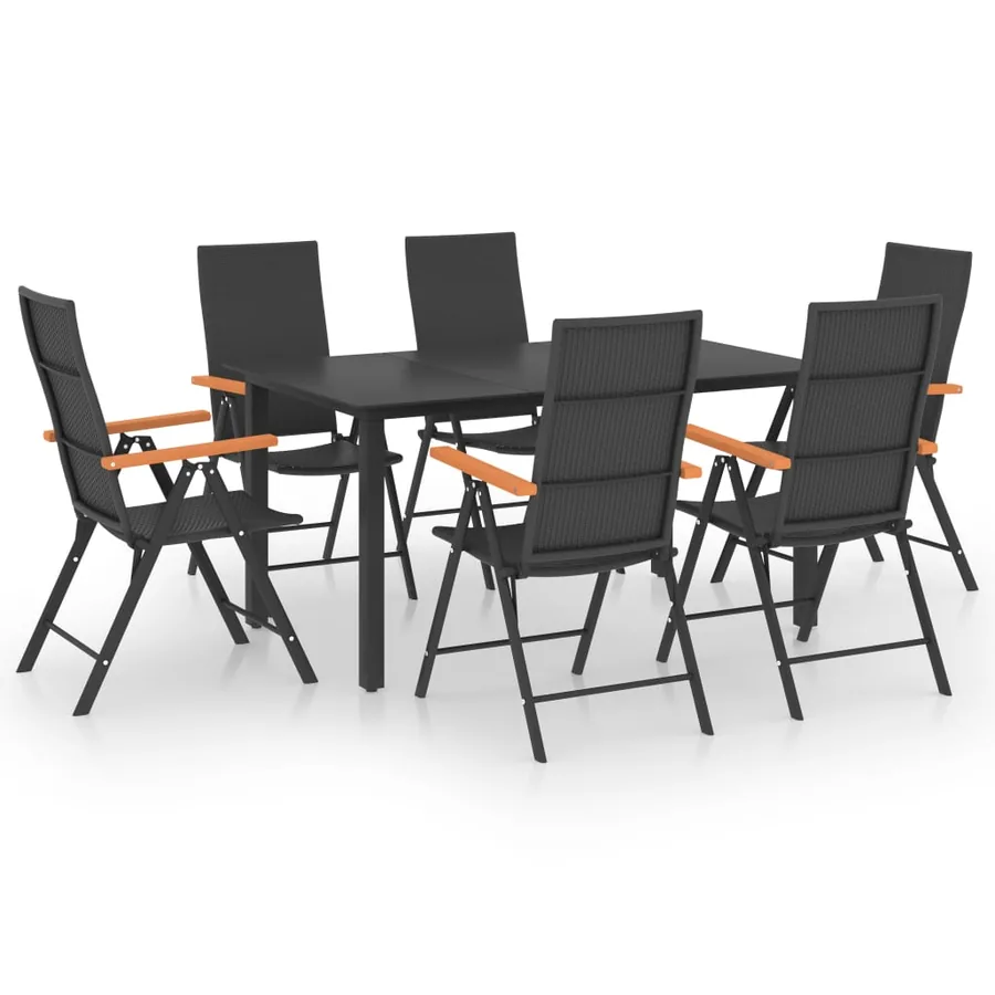 Ensemble à manger de jardin 7 pcs noir et marron - 2