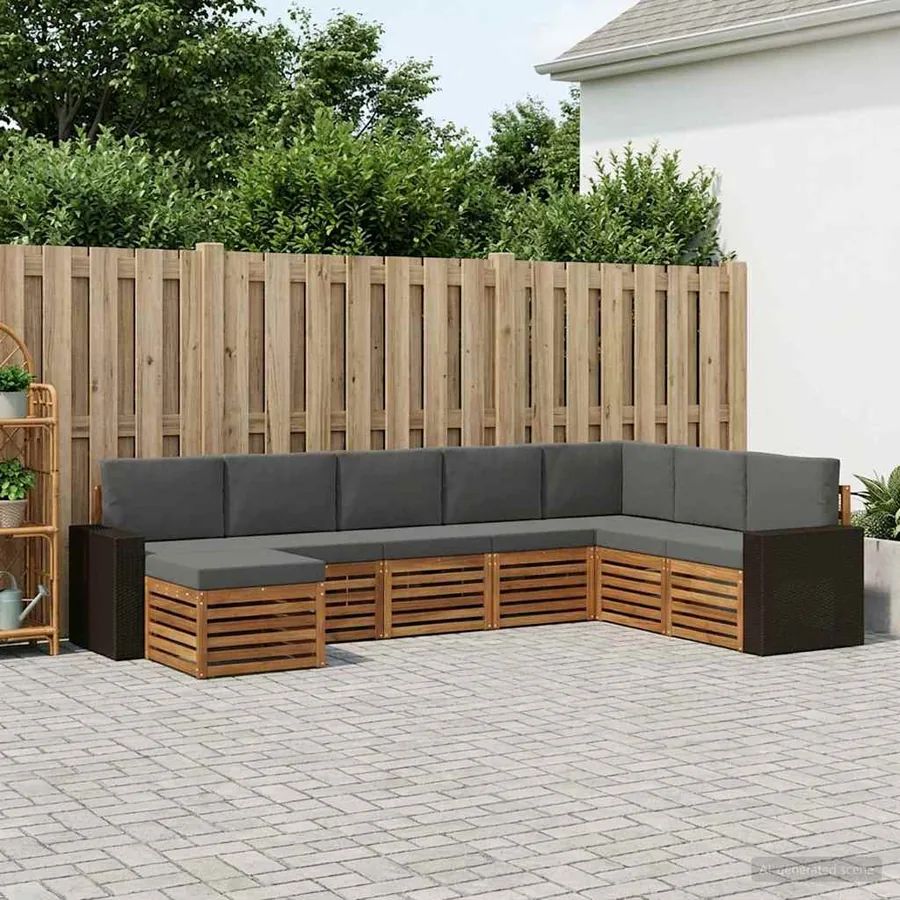 Ensemble de canapés d'extérieur 8 pcs Naturel et Anthracite