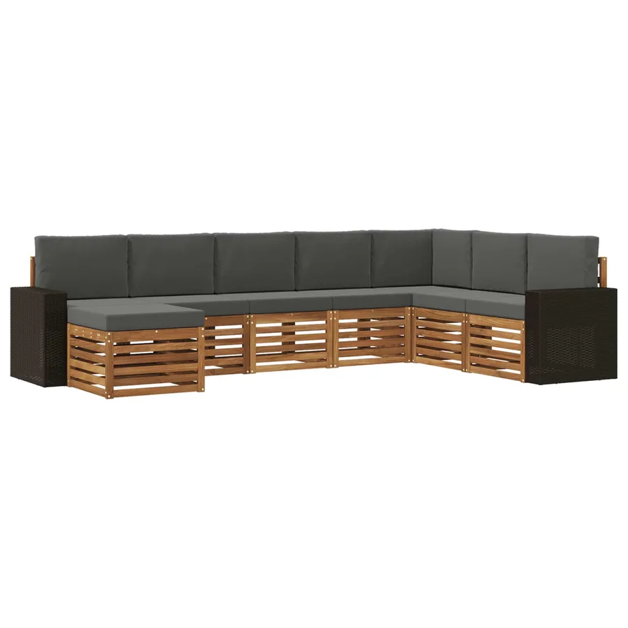 Ensemble de canapés d'extérieur 8 pcs Naturel et Anthracite - 2