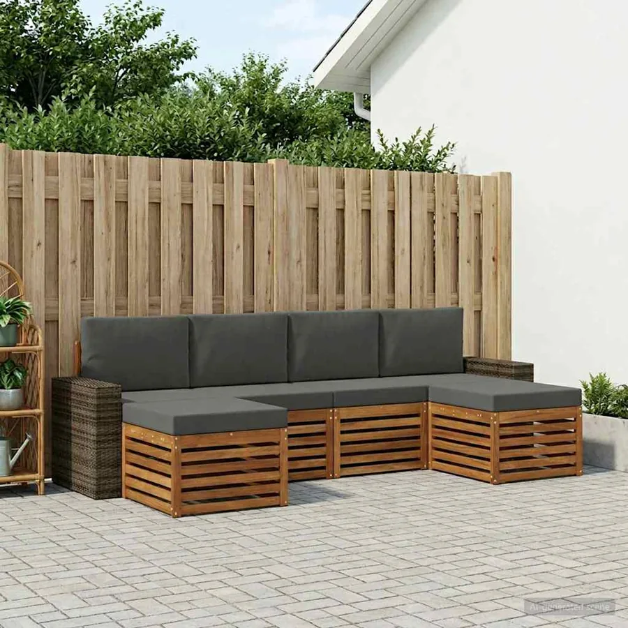 Ensembles de canapés avec coussin 6 pcs Naturel et Anthracite