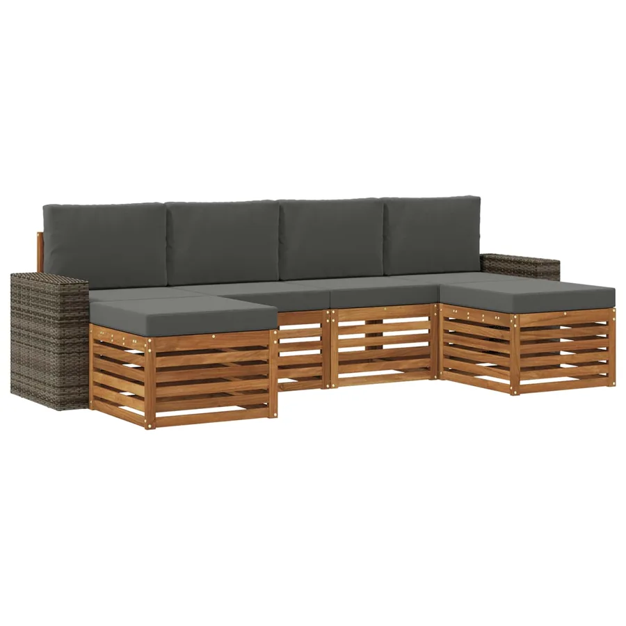 Ensembles de canapés avec coussin 6 pcs Naturel et Anthracite - 2