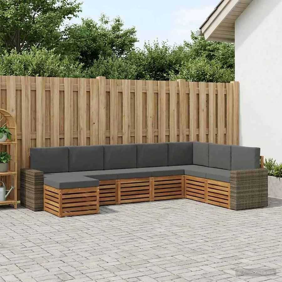 Ensemble de canapés d'extérieur 8 pcs Naturel et Anthracite