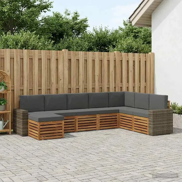 Ensemble de canapés d'extérieur 8 pcs Naturel et Anthracite
