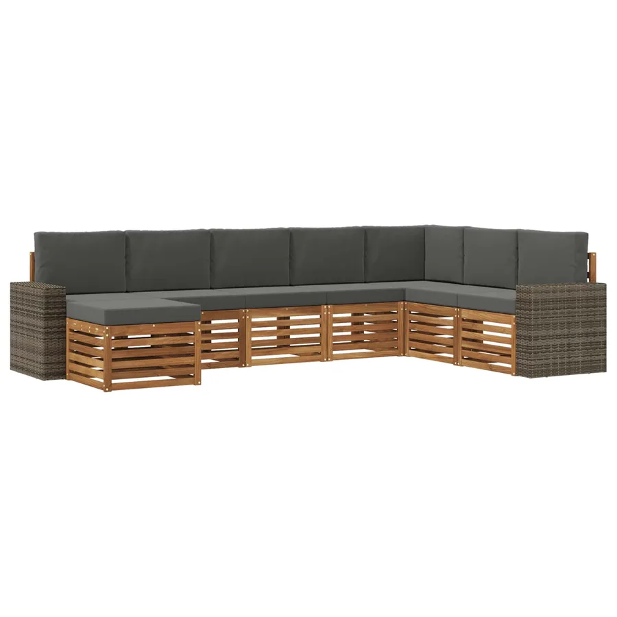 Ensemble de canapés d'extérieur 8 pcs Naturel et Anthracite - 2
