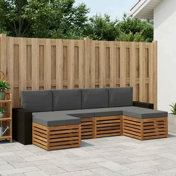 Ensembles de canapés avec coussin 6 pcs Naturel et Anthracite