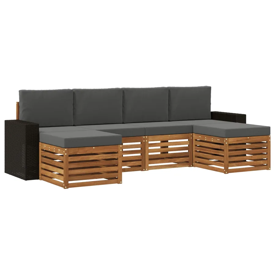 Ensembles de canapés avec coussin 6 pcs Naturel et Anthracite - 2