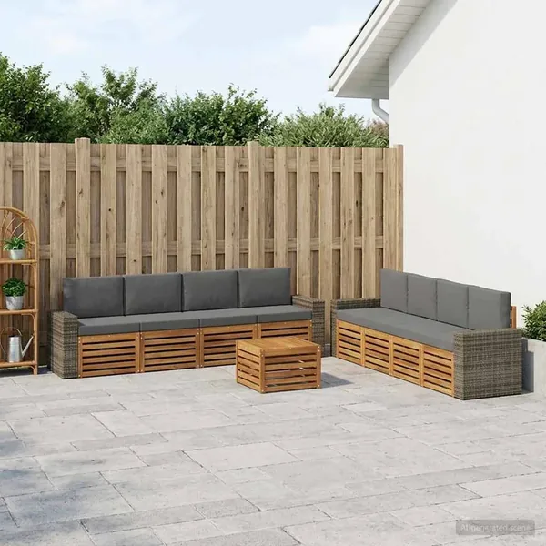 Ensembles de canapés avec coussin 9 pcs Bois d'Acacia Massif
