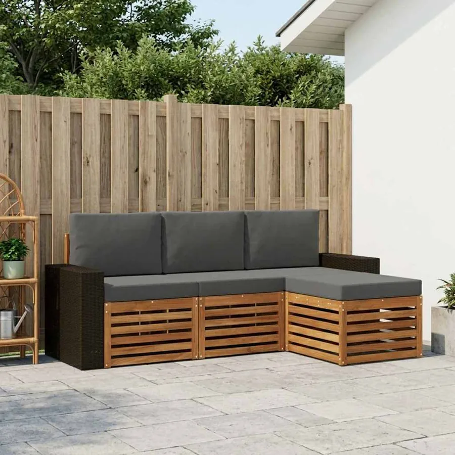 Ensemble de canapés d'extérieur 4 pcs Naturel et Anthracite