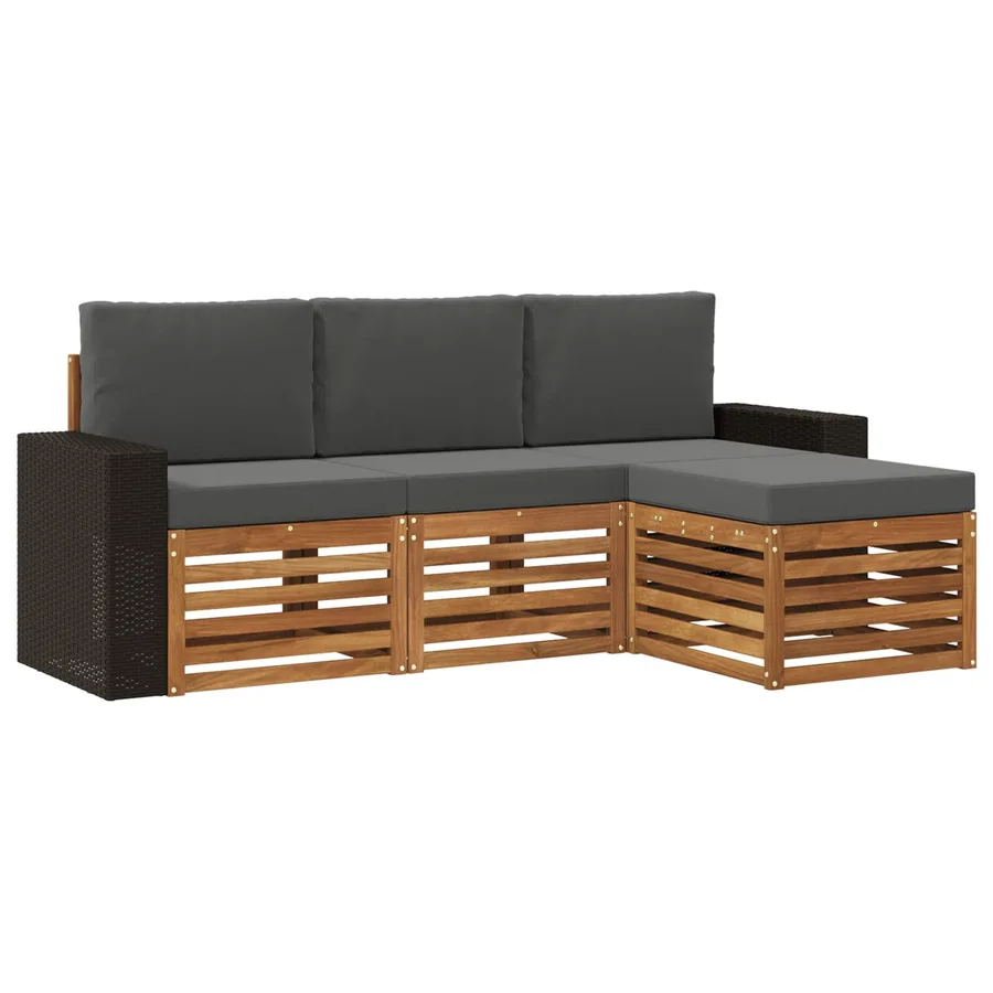 Ensemble de canapés d'extérieur 4 pcs Naturel et Anthracite - 2